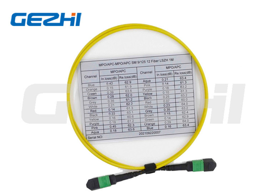 comprare 12 cavo femminile della toppa della fibra di serie mista OS2 9/125 MPO del cavo online manufacture