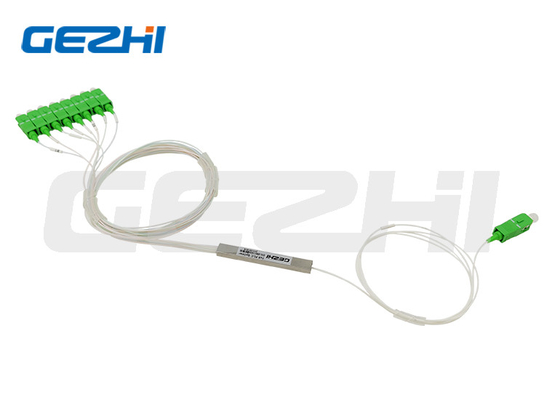 1x8 Fibra ottica PLC Splitter Blockness tubo in acciaio inossidabile G657A1 SC/APC connettore in GEPON, FTTH