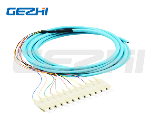 12 Core Fibra ottica Pigtail SC PC Multimodo OM3 Distribuzione Pigtails ottici 0,9 mm per la trasmissione dei dati